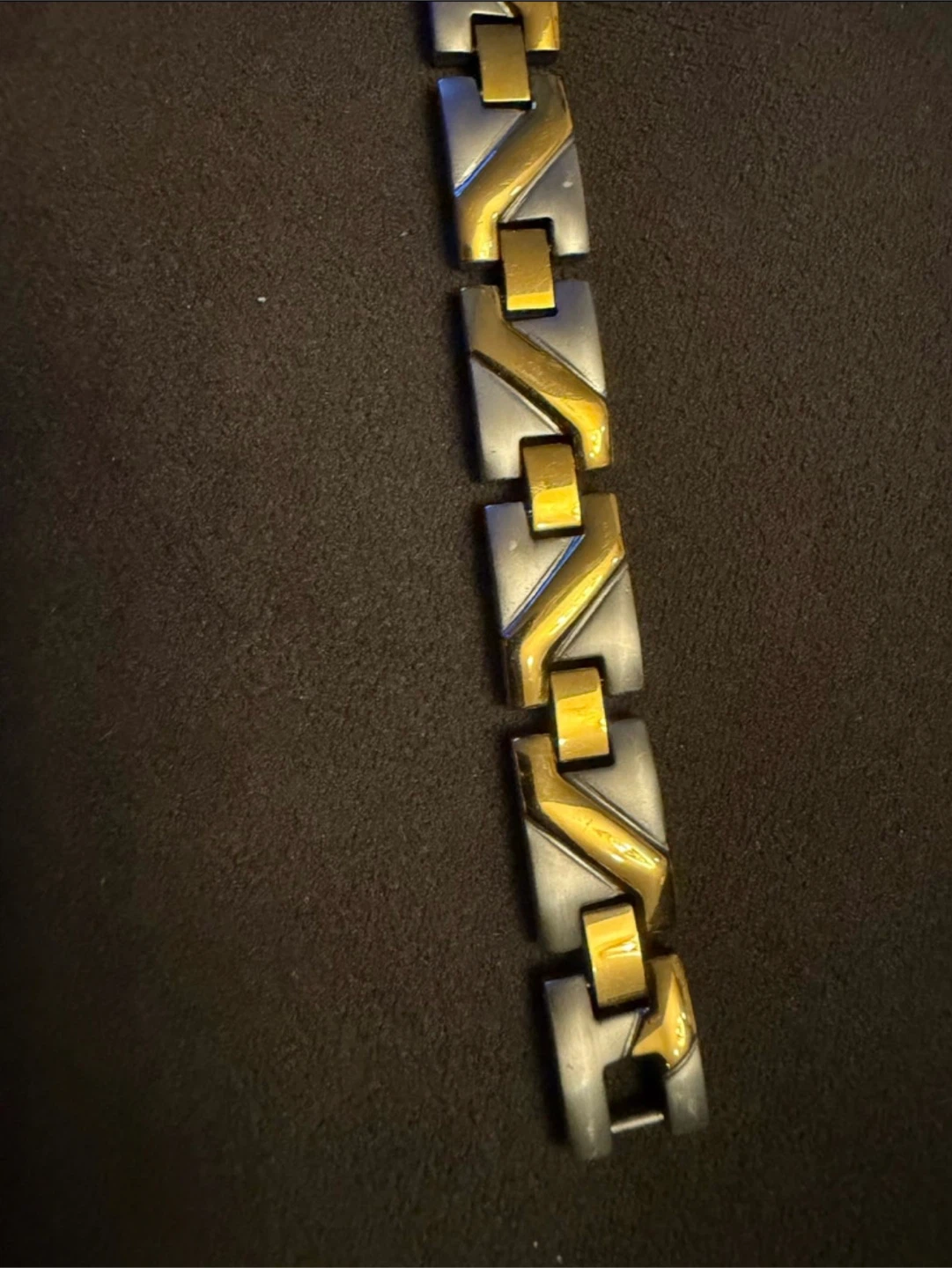 Two-Tone Magnetic Bracelet - Gold/Silver Stainless Steel - 7.5" - photo 3