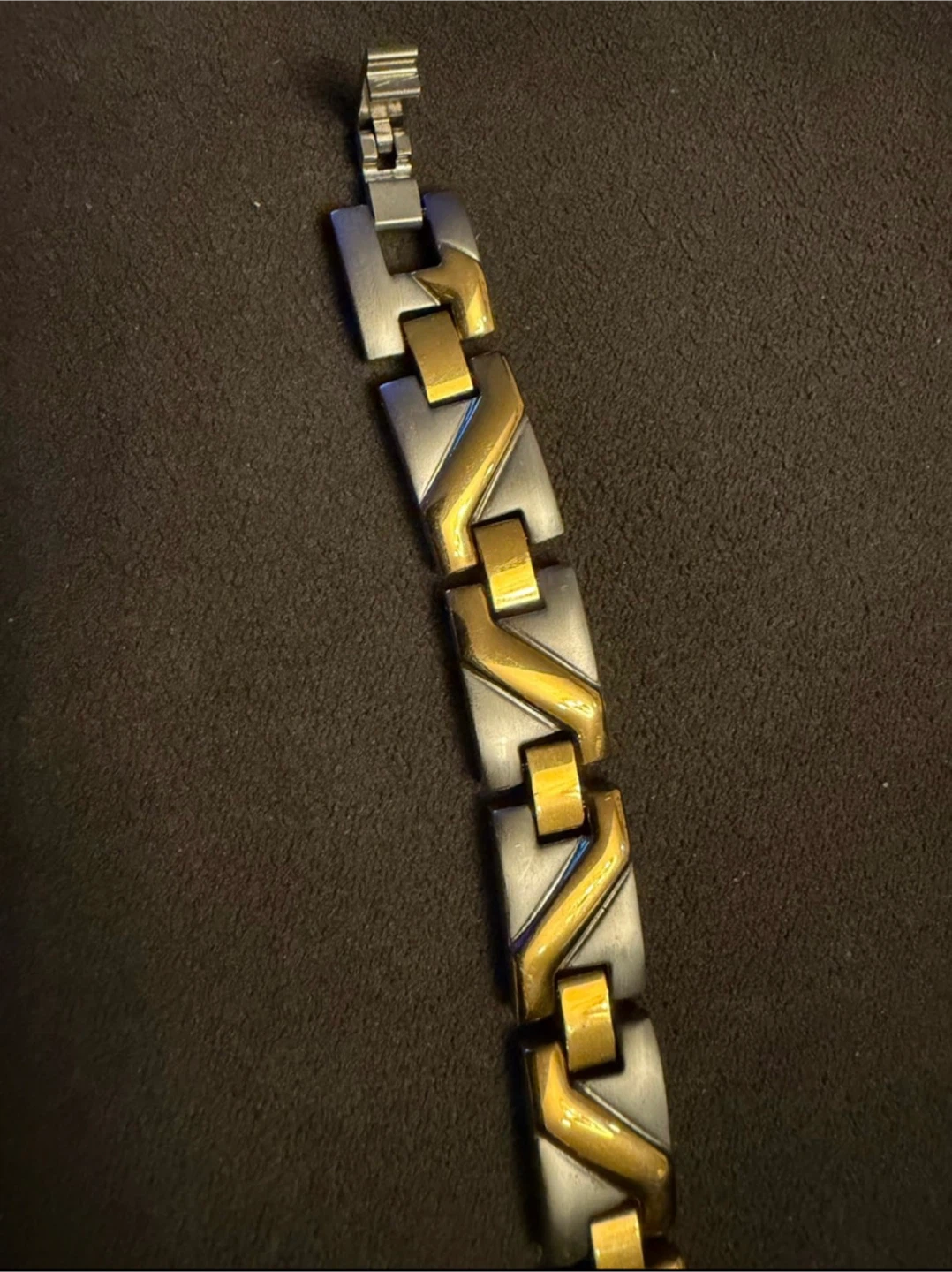 Two-Tone Magnetic Bracelet - Gold/Silver Stainless Steel - 7.5" - photo 4