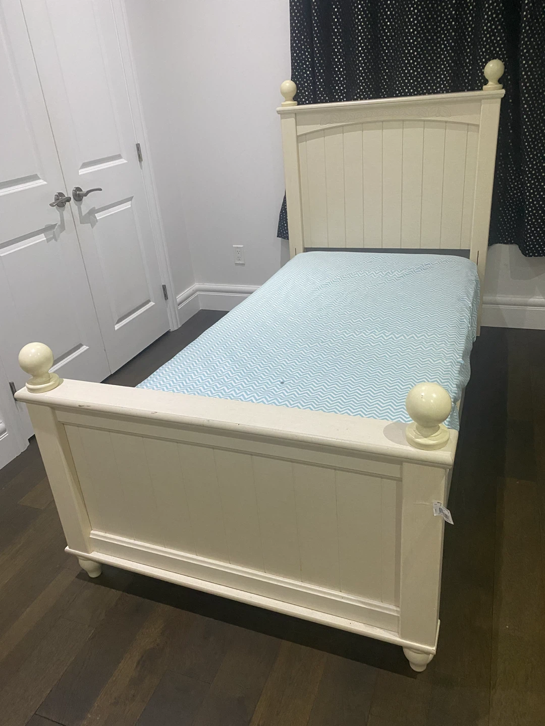 Cream Twin Bed Frame with Headboard and Footboard