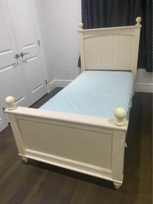 Cream Twin Bed Frame with Headboard and Footboard - photo 2