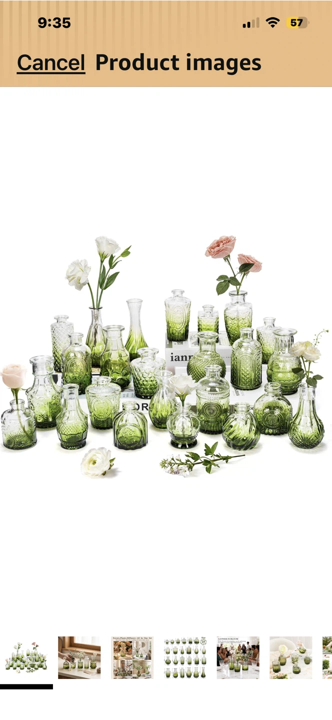 Assorted Green Glass Bud Vases (Set of 25)