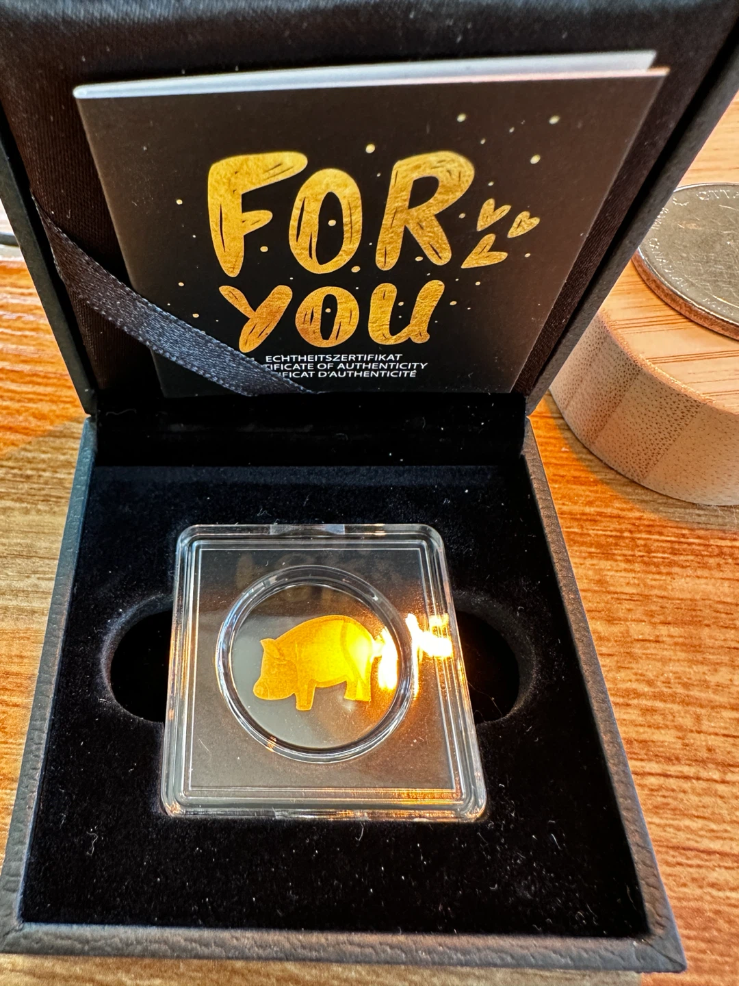 999 Gold Pig Coin with Certificate of Authenticity