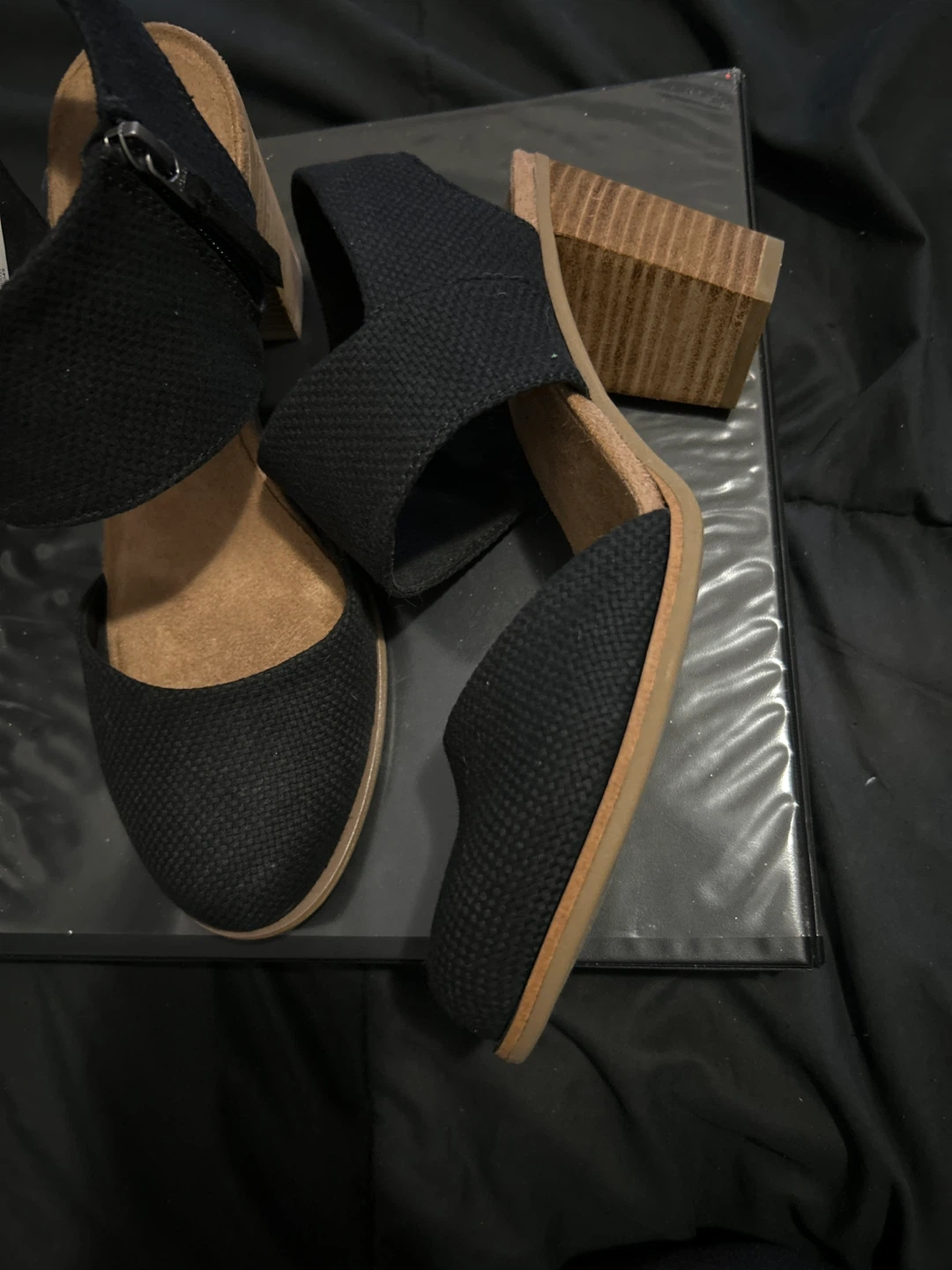 TOMS Black Espadrille Wedge Heels - photo 2