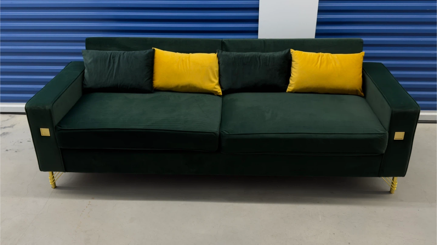 ✨Luxury Velvet Sofa with Gold Accents✨