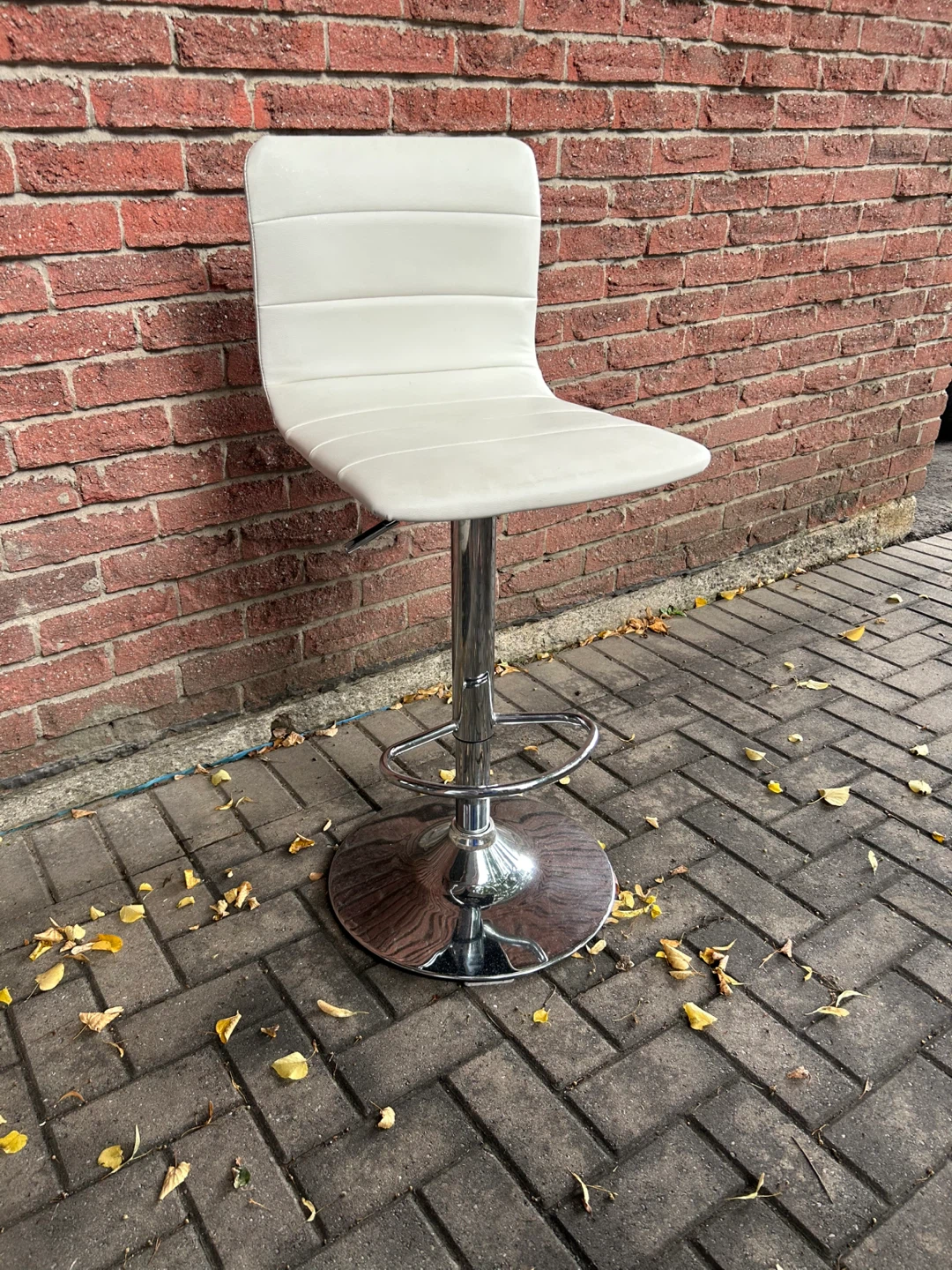 White Adjustable Bar Stool