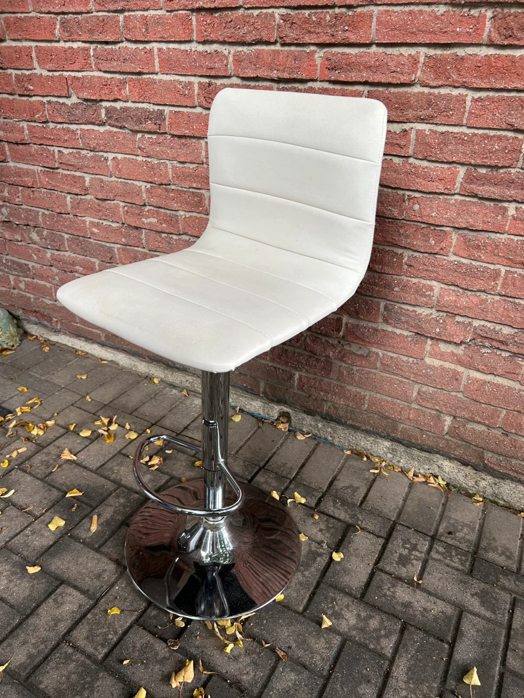 White Adjustable Bar Stool - photo 2