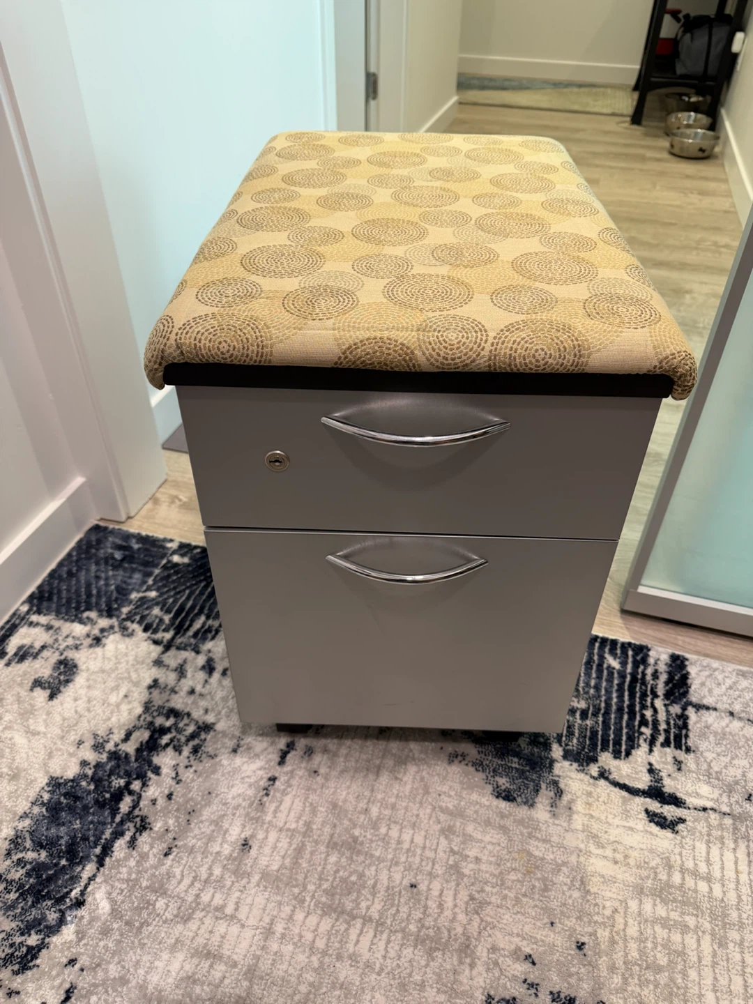 Filing Cabinet with Padded Seat