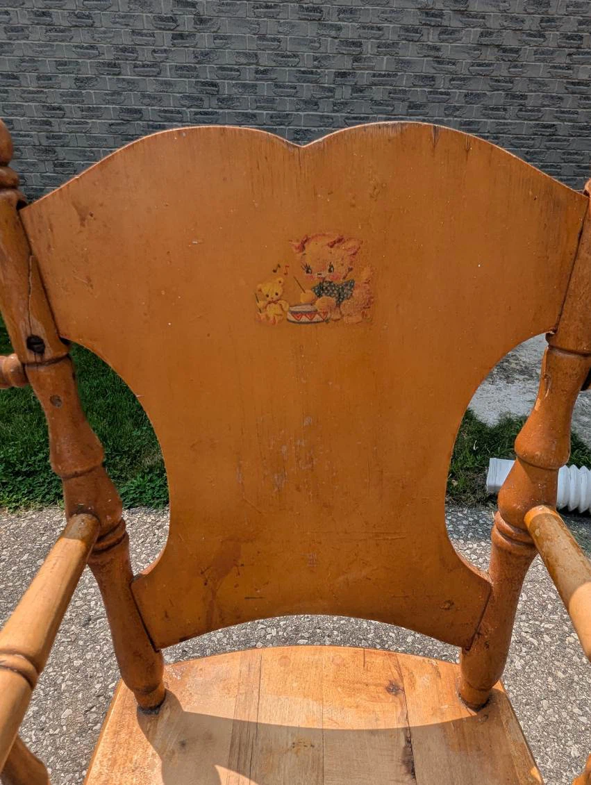 Vintage Wooden High Chair with Tray - photo 2