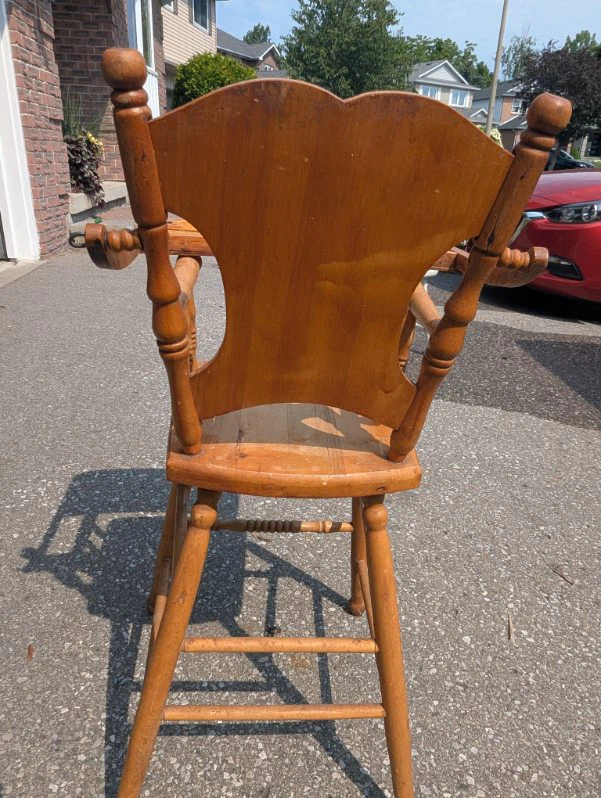 Vintage Wooden High Chair with Tray - photo 4