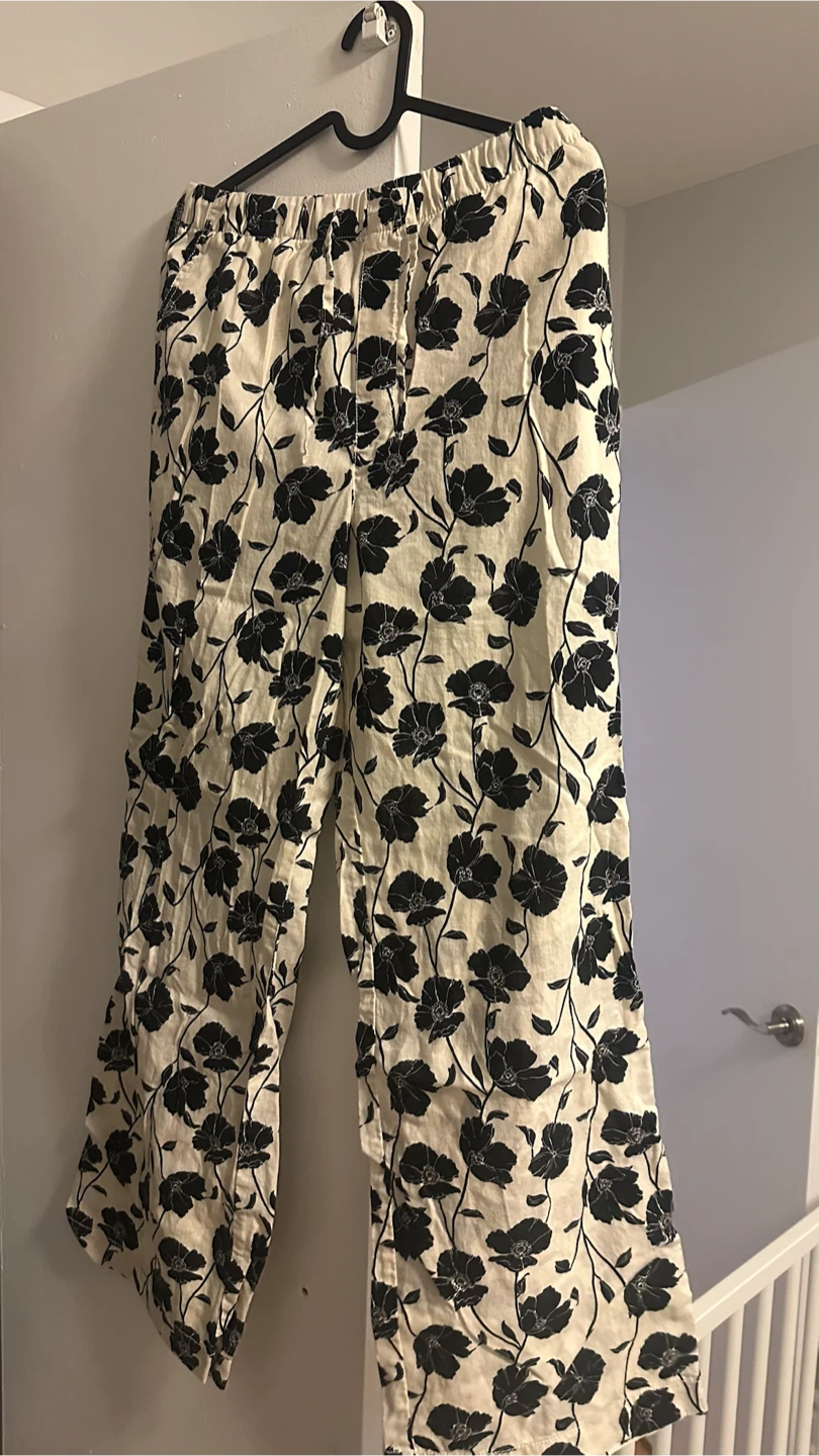 Floral Print Wide-Leg Pants size M