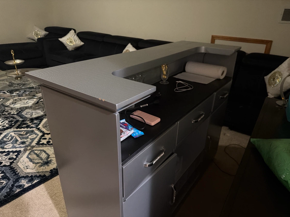Gray Bar Cabinet with Mirrored Accents and LED Lighting - photo 3