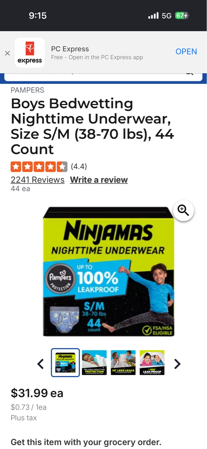 Pampers Ninjamas Boys Bedwetting Underwear S/M 44 Count - photo 2