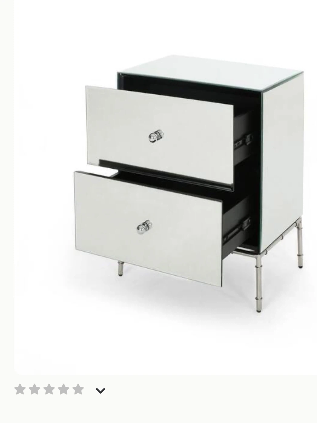 Mirrored 2-Drawer Nightstand Bedside Table