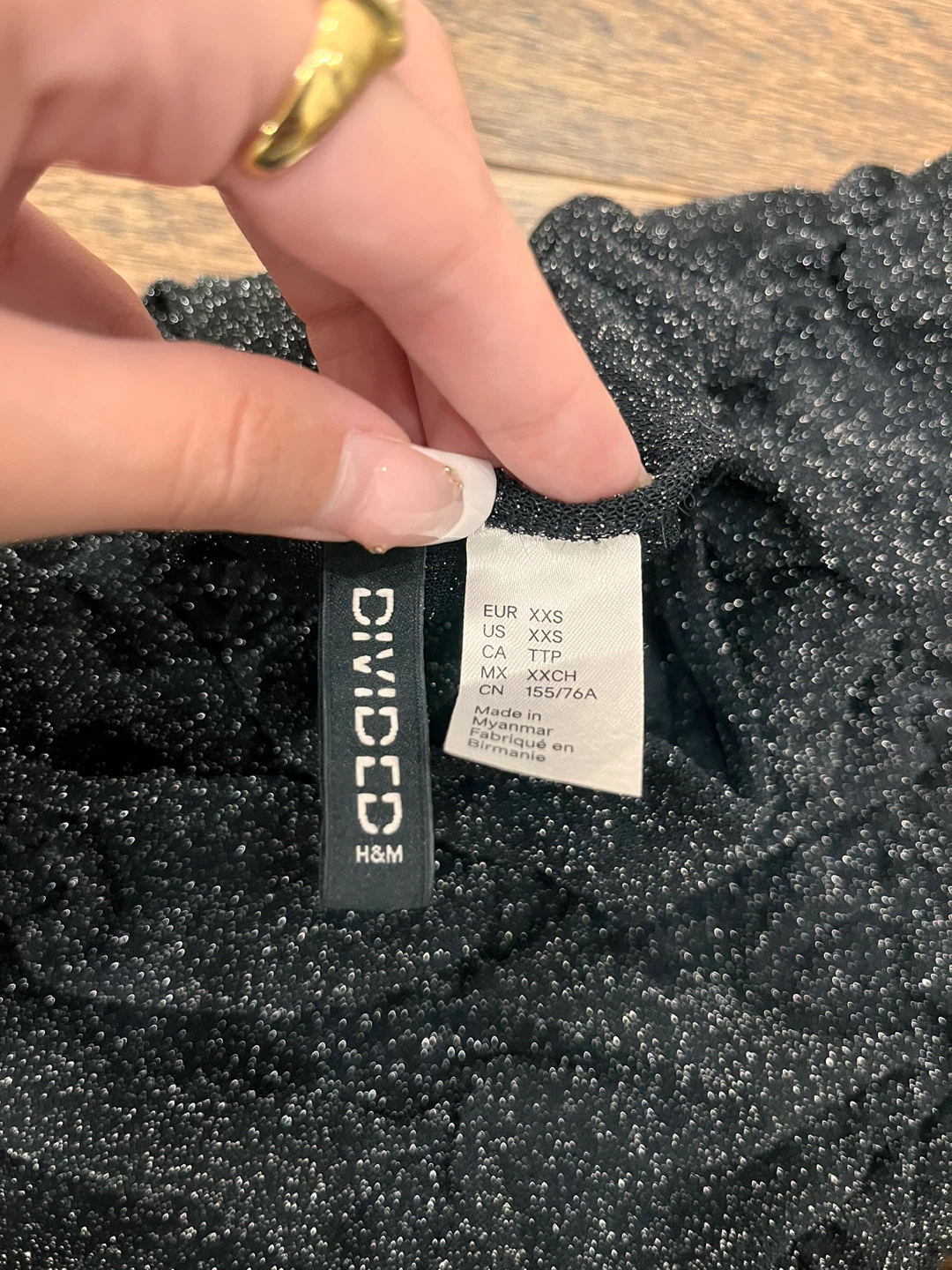 H&M  Black Sparkly Ruched Top - photo 3