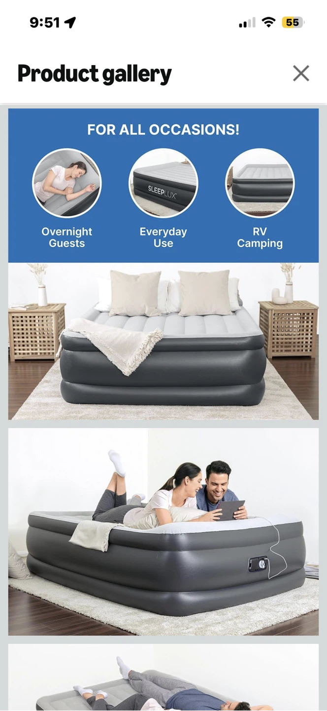 SleepLux Air Mattress Queen Size with Built-in Pump - photo 2