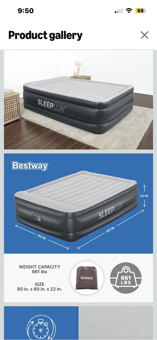 SleepLux Air Mattress Queen Size with Built-in Pump - photo 3