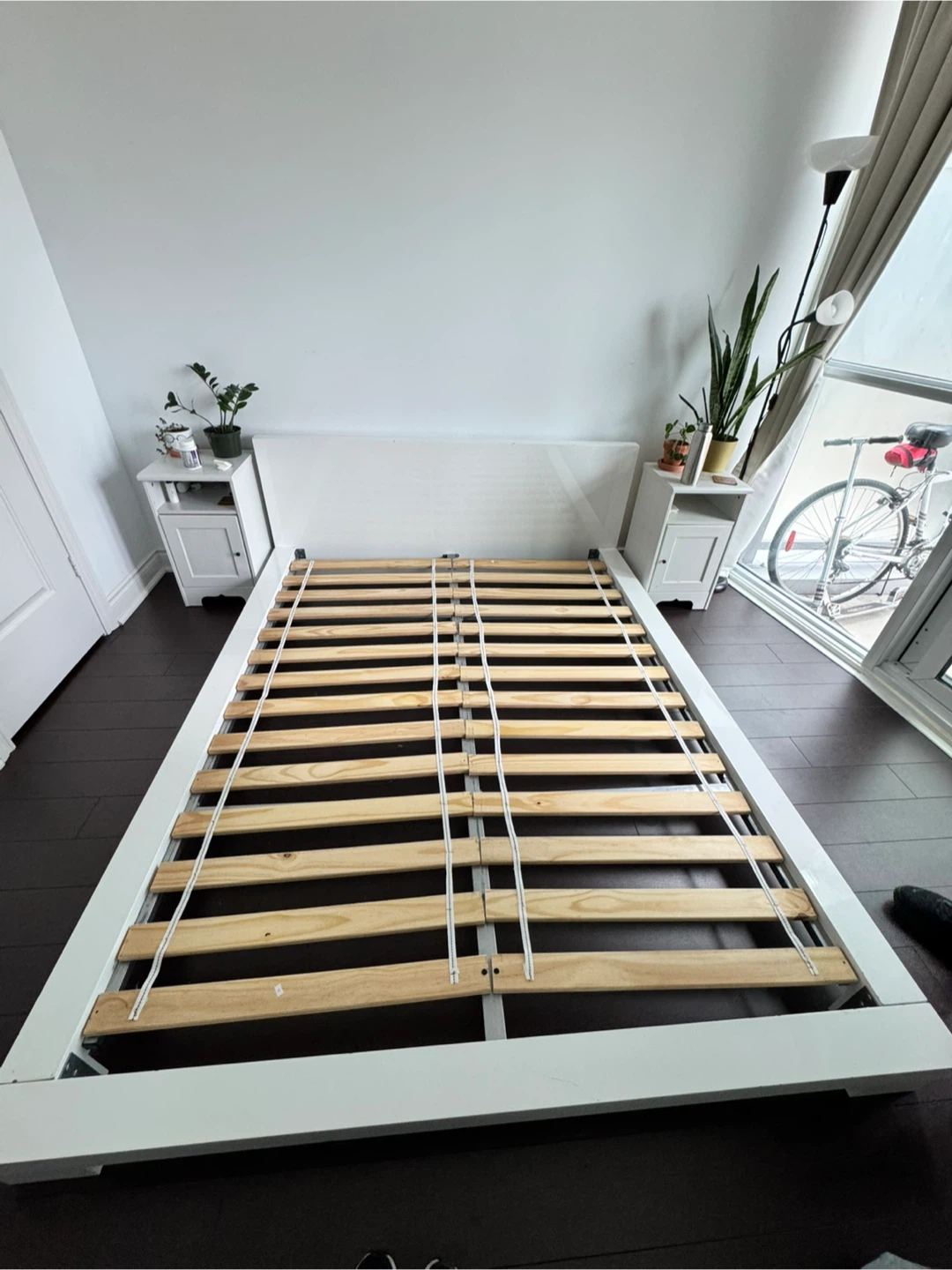 White Queen Bed Frame with Slats