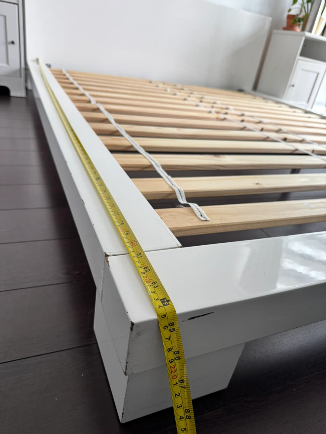 White Queen Bed Frame with Slats - photo 3