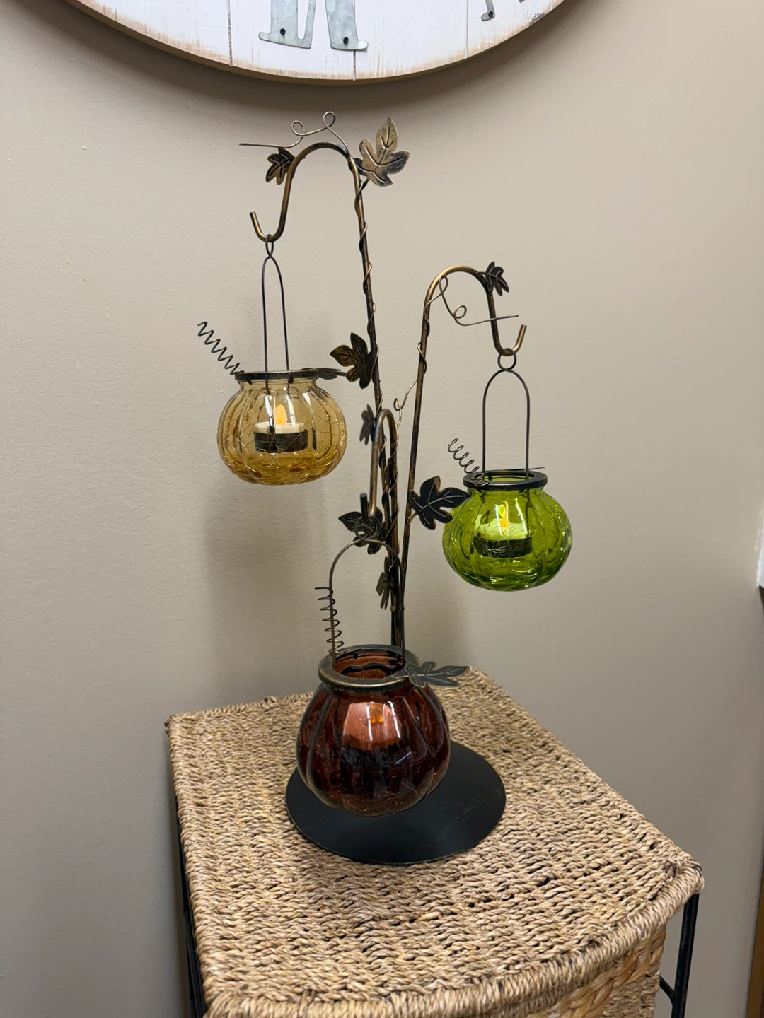 Pier 1 Metal/Glass Autumn Candle Holder