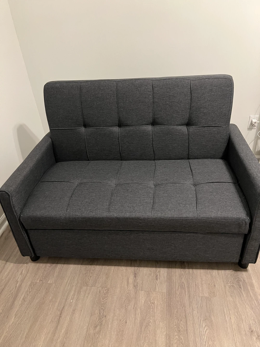 Dark Gray Futon Sofa with Pull-Out Bed - photo 2