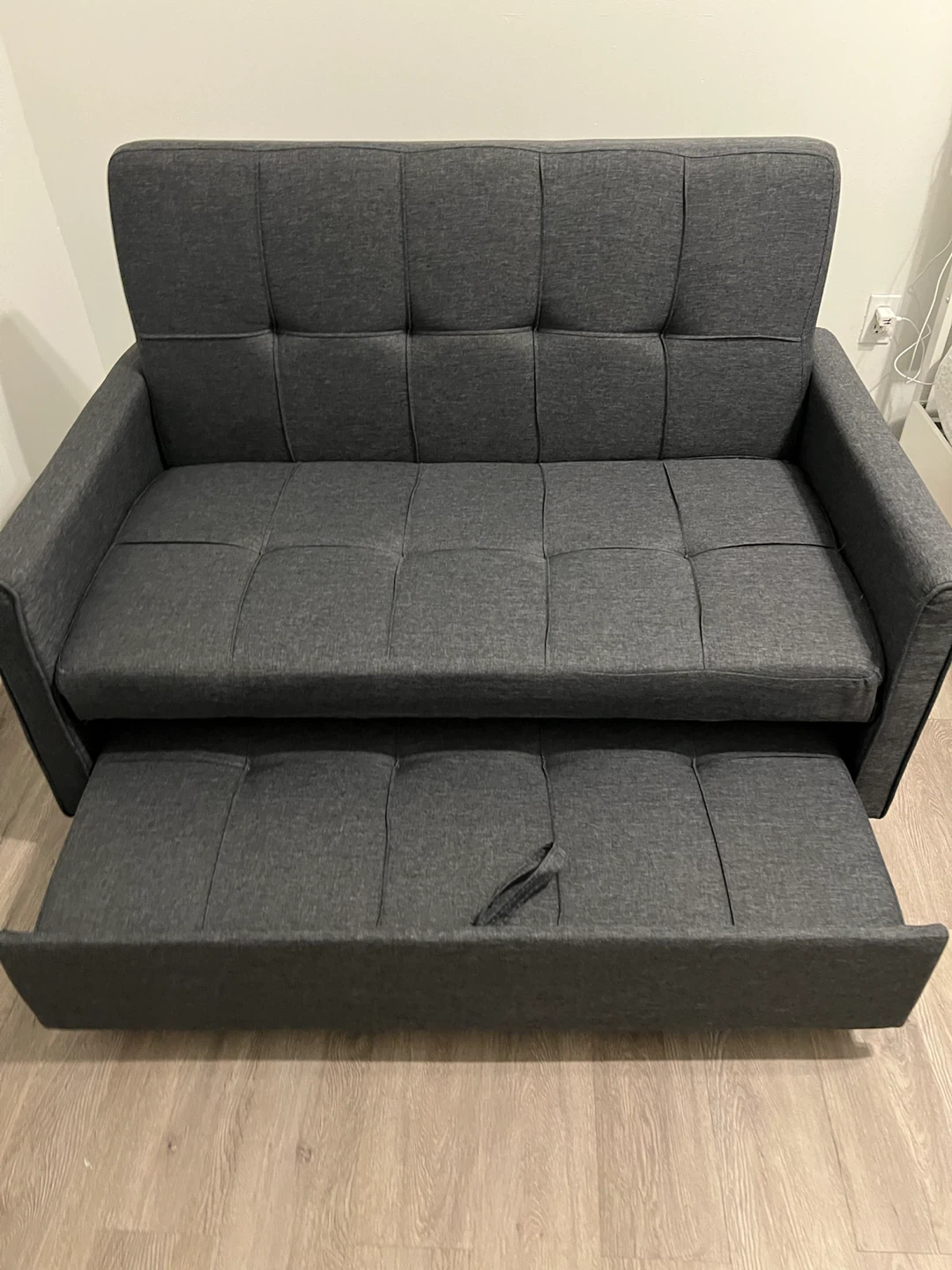 Dark Gray Futon Sofa with Pull-Out Bed - photo 3