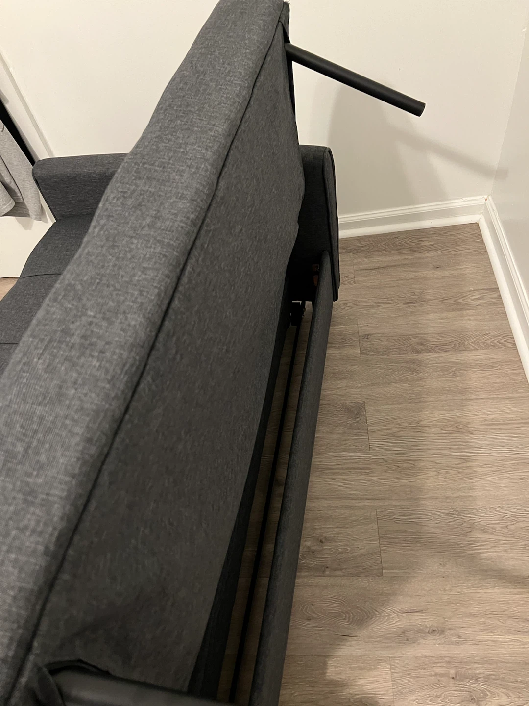 Dark Gray Futon Sofa with Pull-Out Bed - photo 4