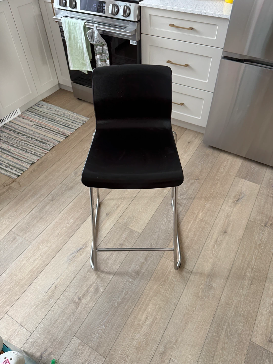 Stackable Bar Stools - Black Seat, Chrome Legs (Set of 4)