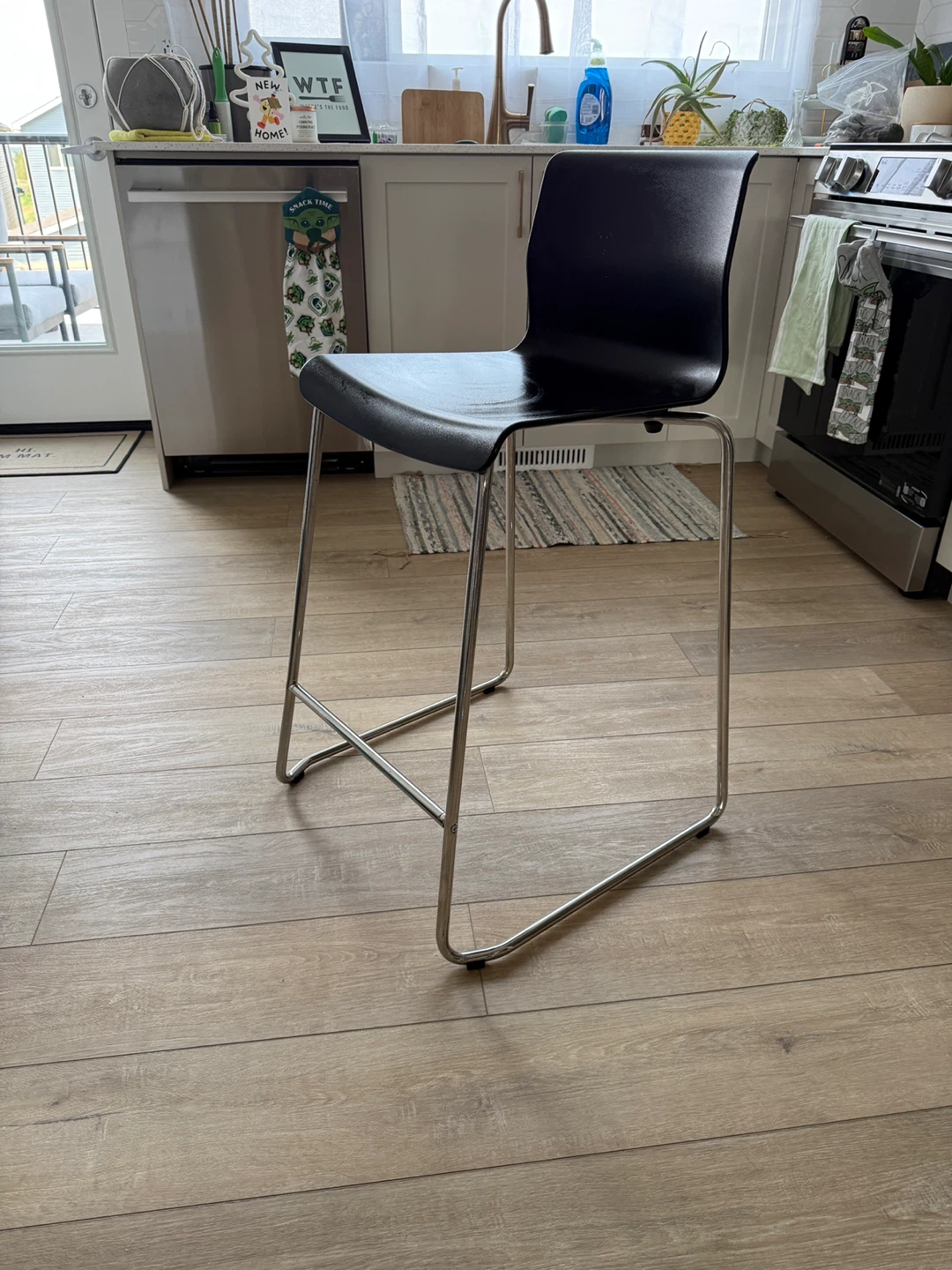 Stackable Bar Stools - Black Seat, Chrome Legs (Set of 4) - photo 2