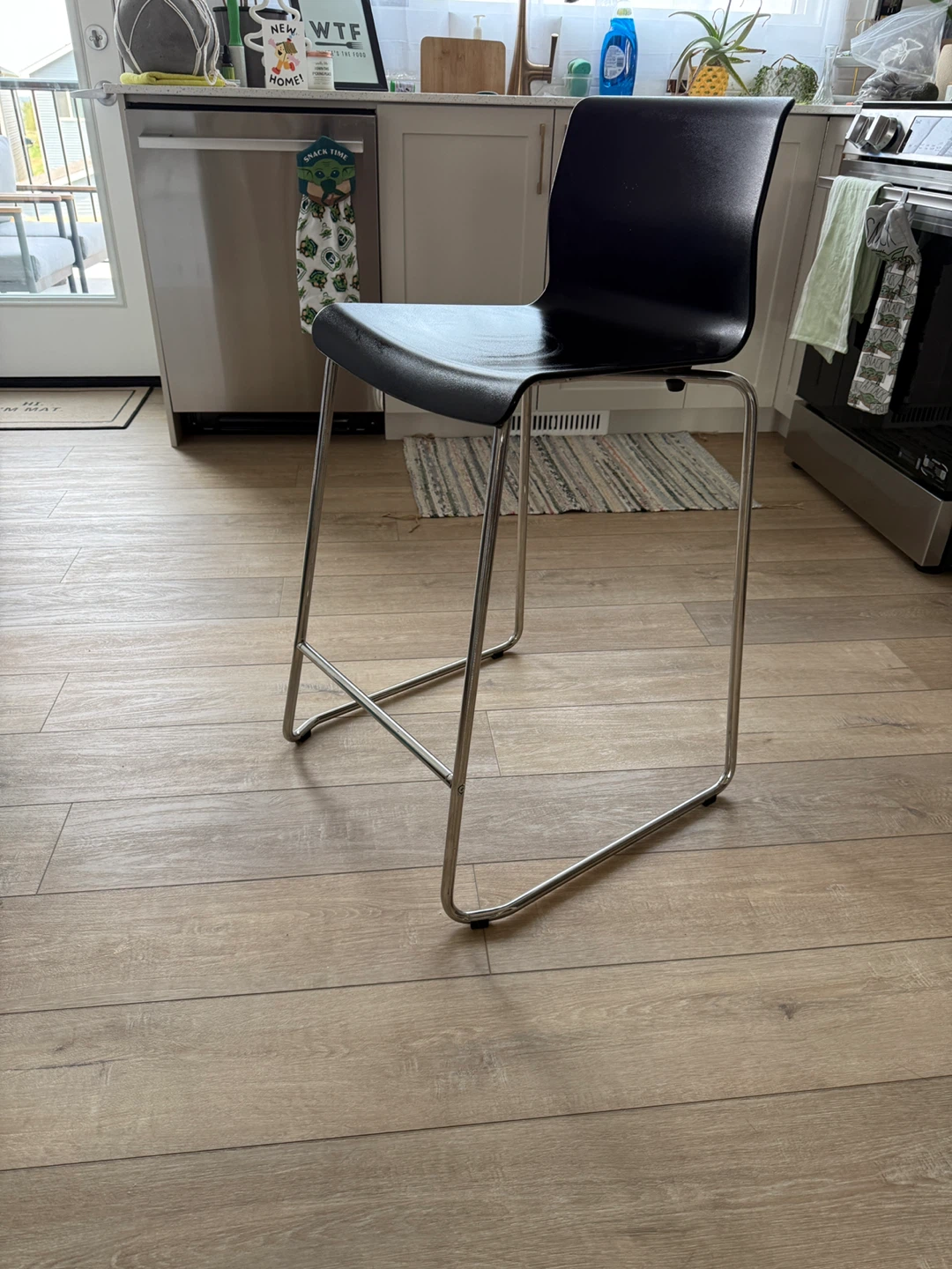 Stackable Bar Stools - Black Seat, Chrome Legs (Set of 4) - photo 3