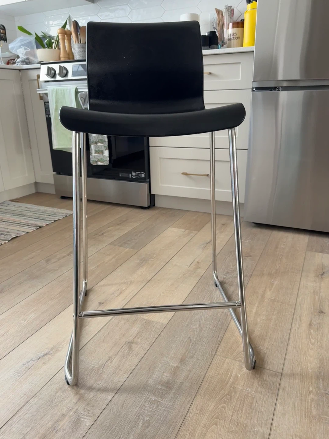 Stackable Bar Stools - Black Seat, Chrome Legs (Set of 4) - photo 4