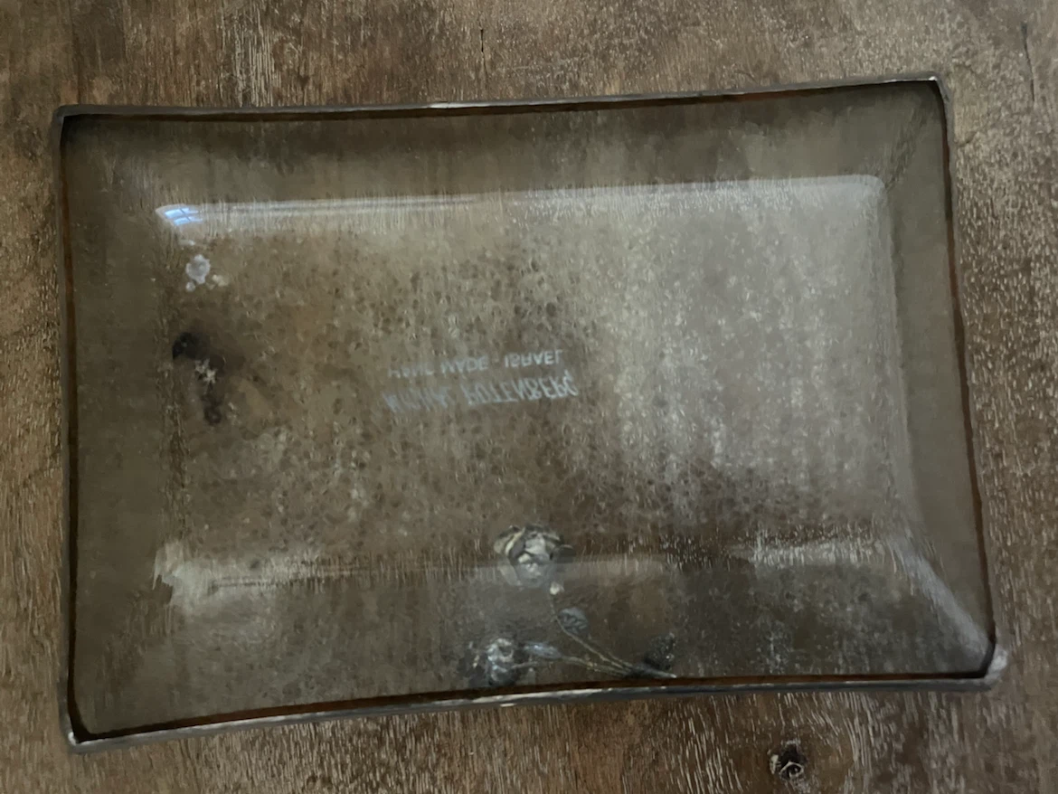 Hand Made Glass Tray with Rose Design - photo 4