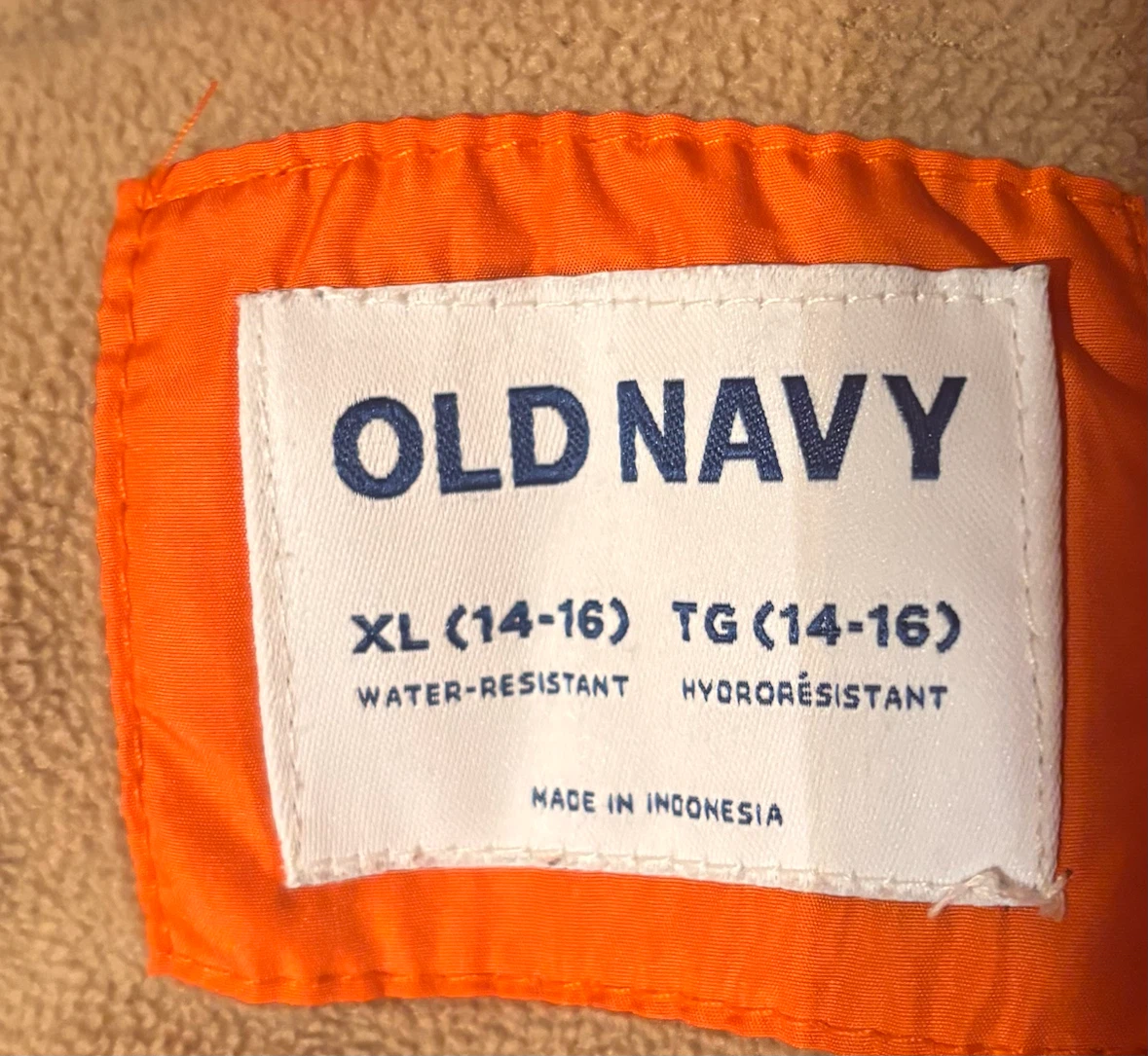 Old Navy Orange Puffer Jacket XL (14-16) - photo 3