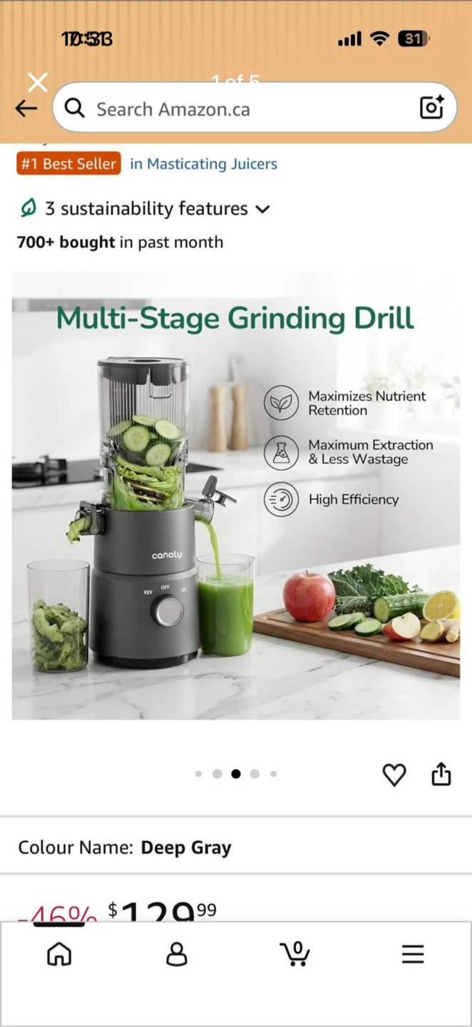 Canoly Masticating Juicer - Deep Gray