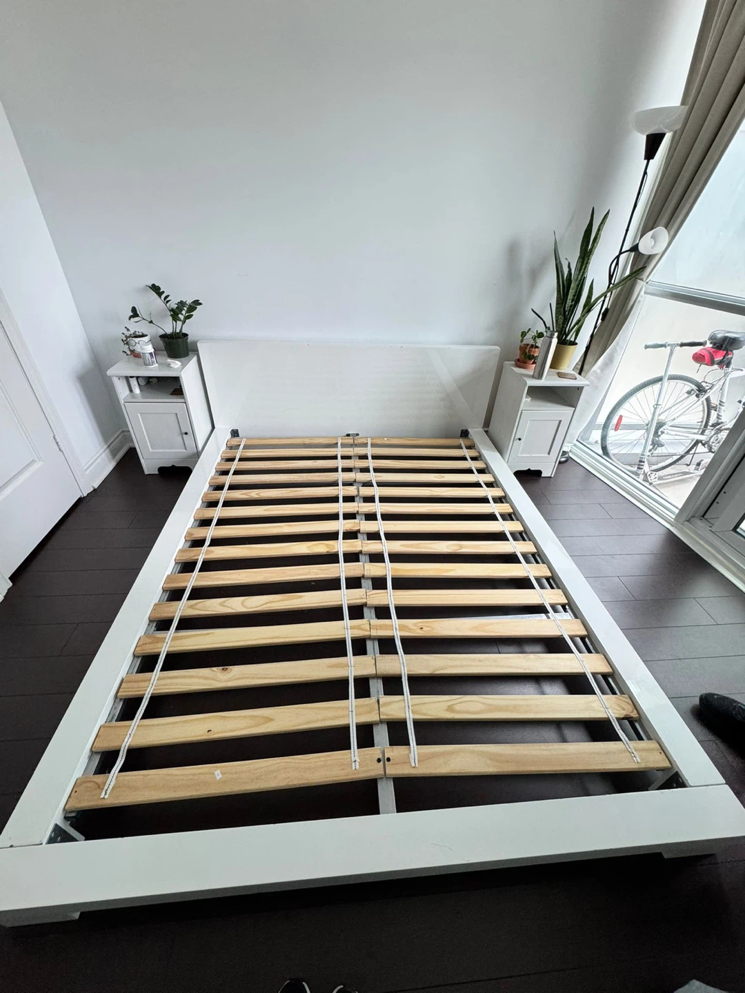 White Queen Bed Frame with Slats