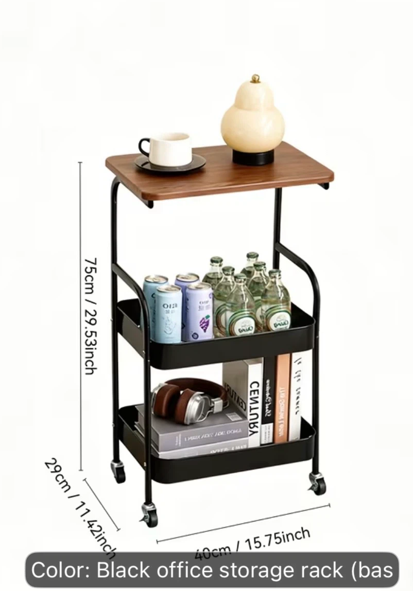 Black 3-Tier Rolling Storage Cart