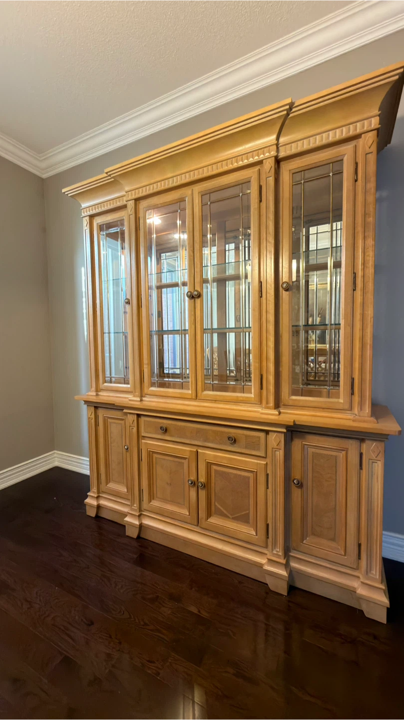 Light Wood China Cabinet with Glass Doors - photo 2