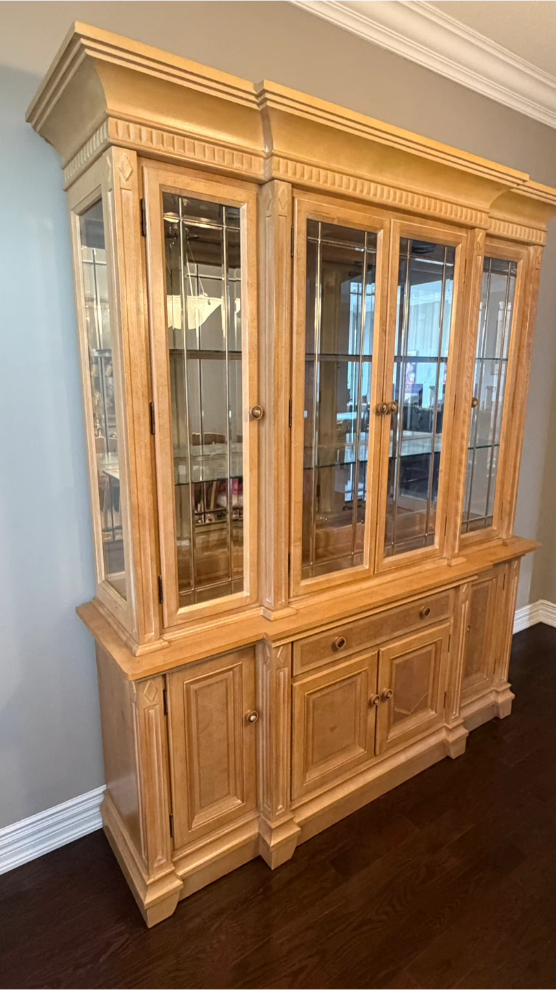 Light Wood China Cabinet with Glass Doors - photo 5