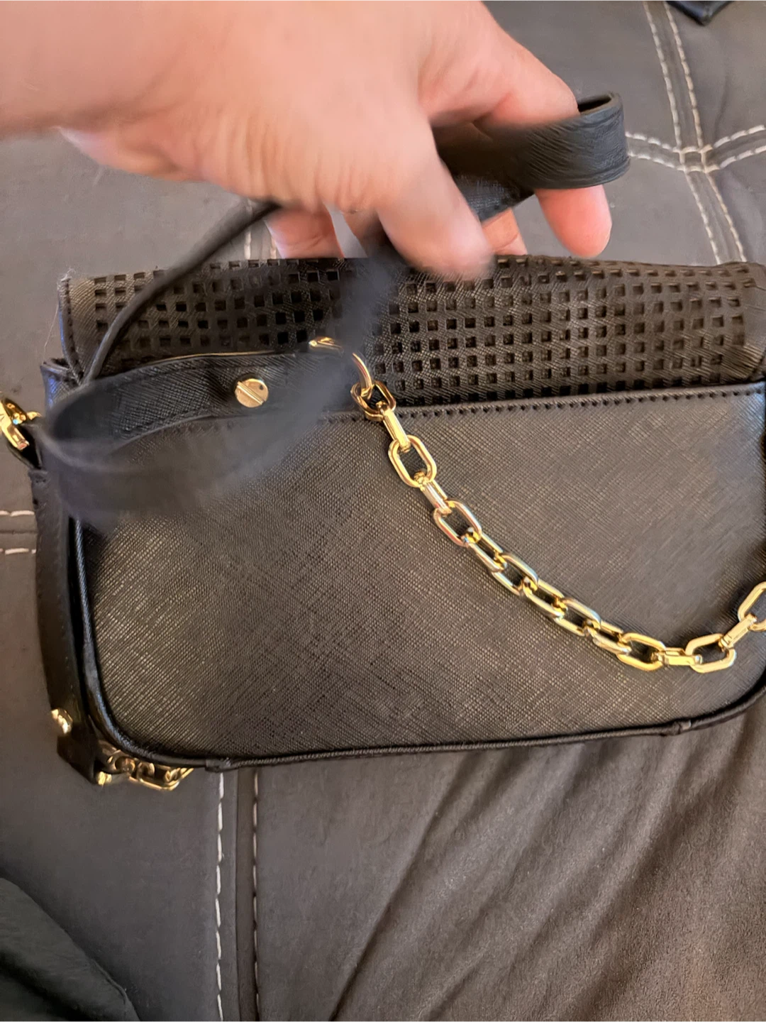 Tory Burch Black Leather Perforated Crossbody Bag - photo 2