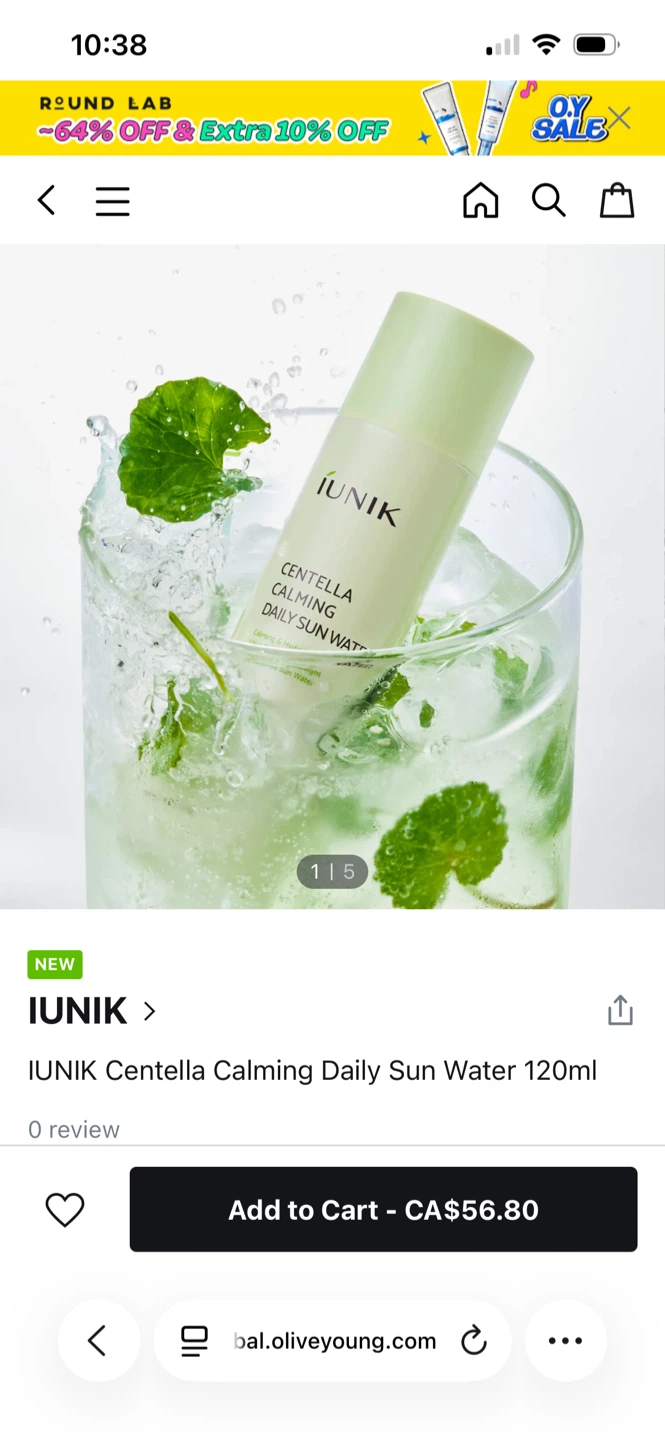 IUNIK Centella Calming Daily Sun Water 120ml
