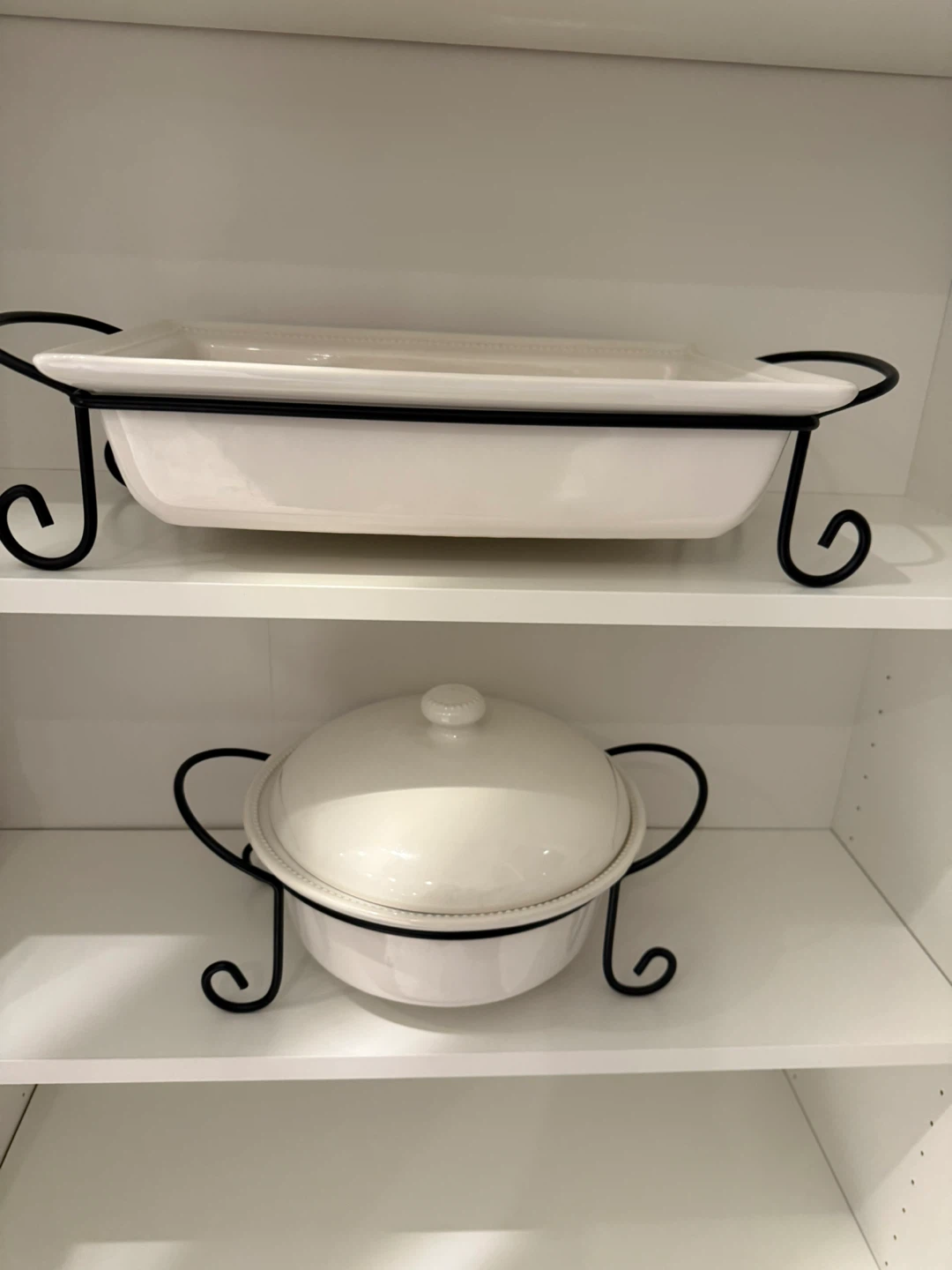White Ceramic Baking Dish with Stand