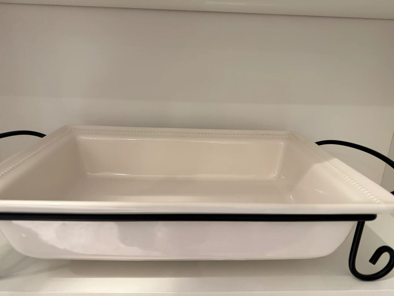 White Ceramic Baking Dish with Stand - photo 2