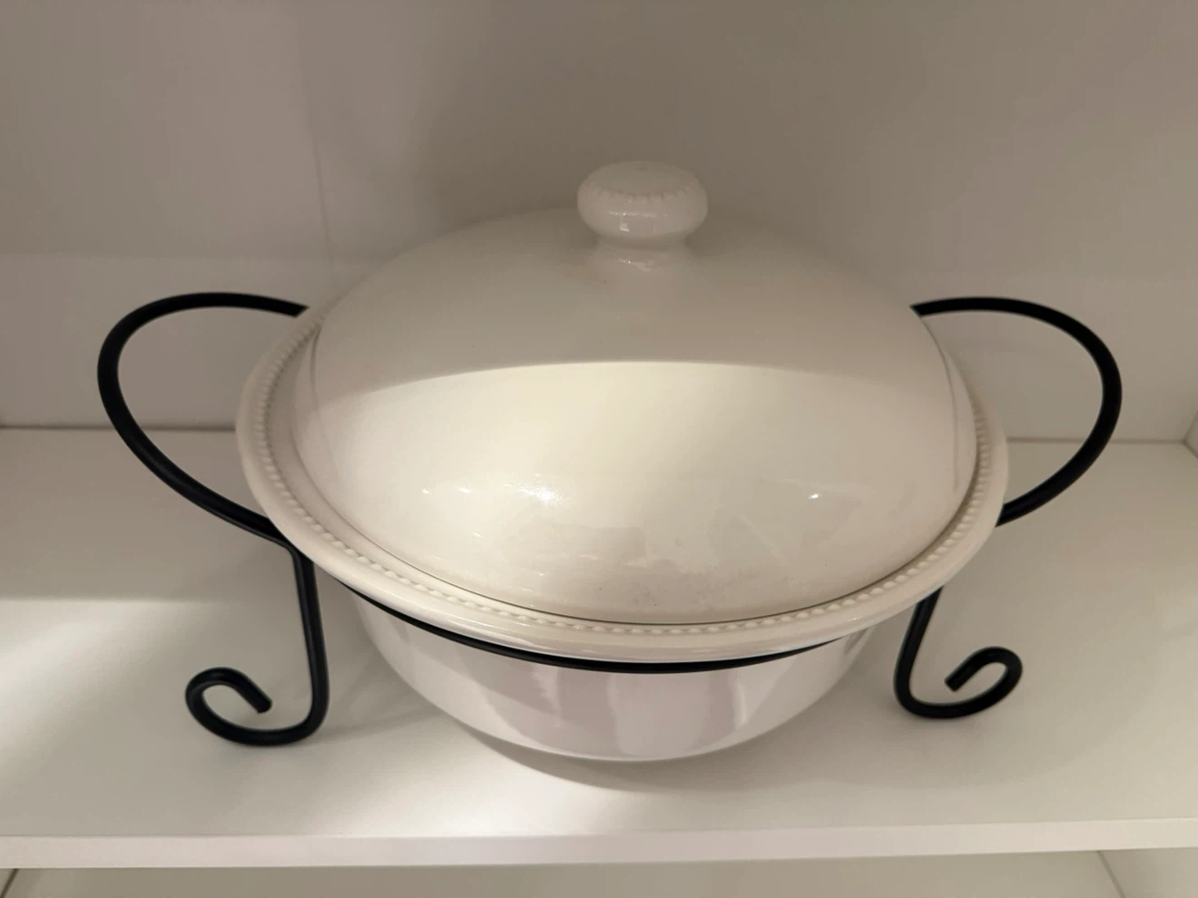 White Ceramic Baking Dish with Stand - photo 3