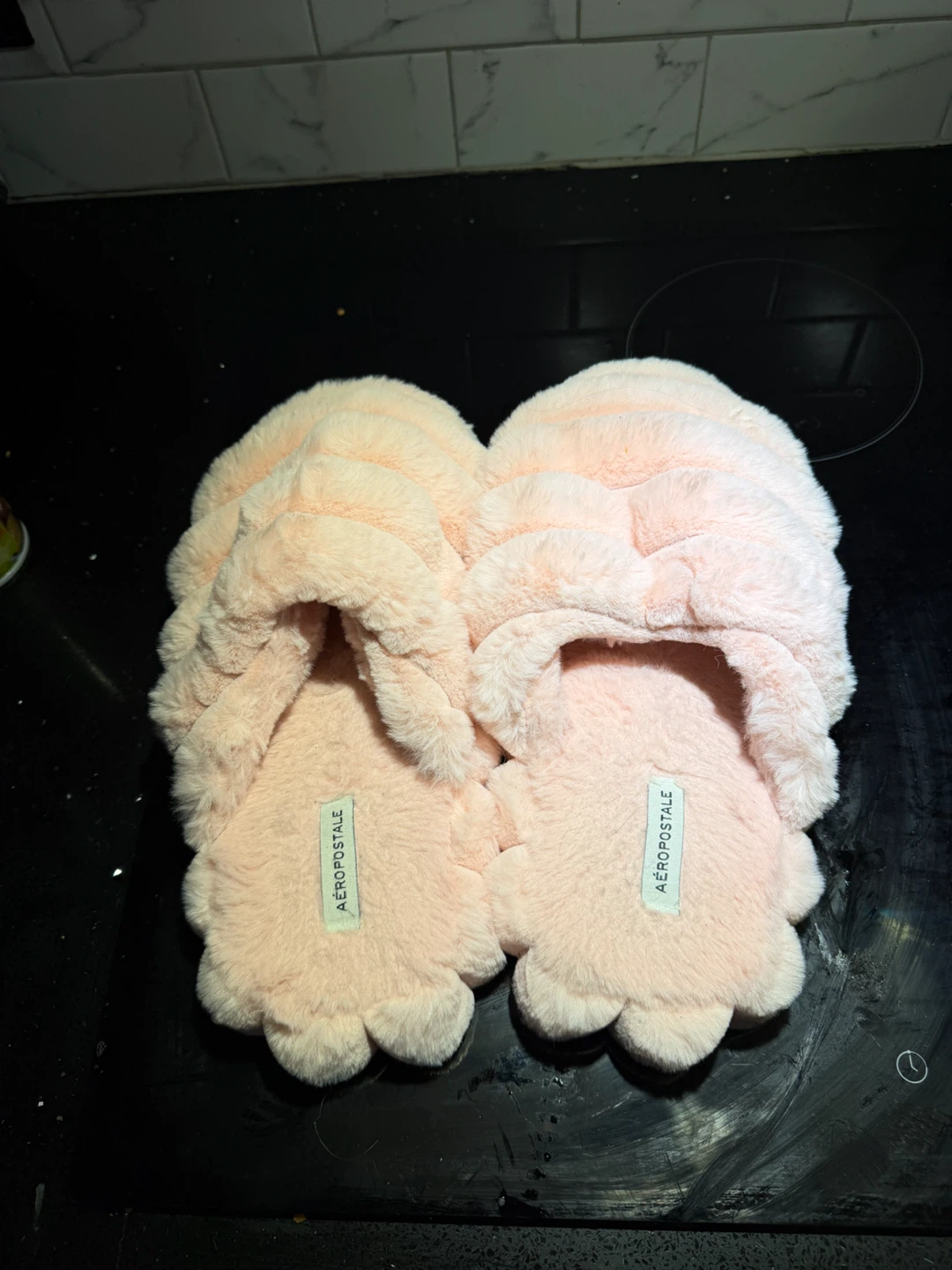 Aeropostale Pink Fuzzy Slippers