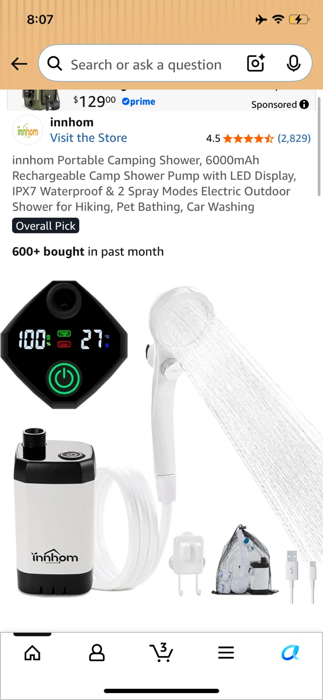 innhom Portable Camping Shower