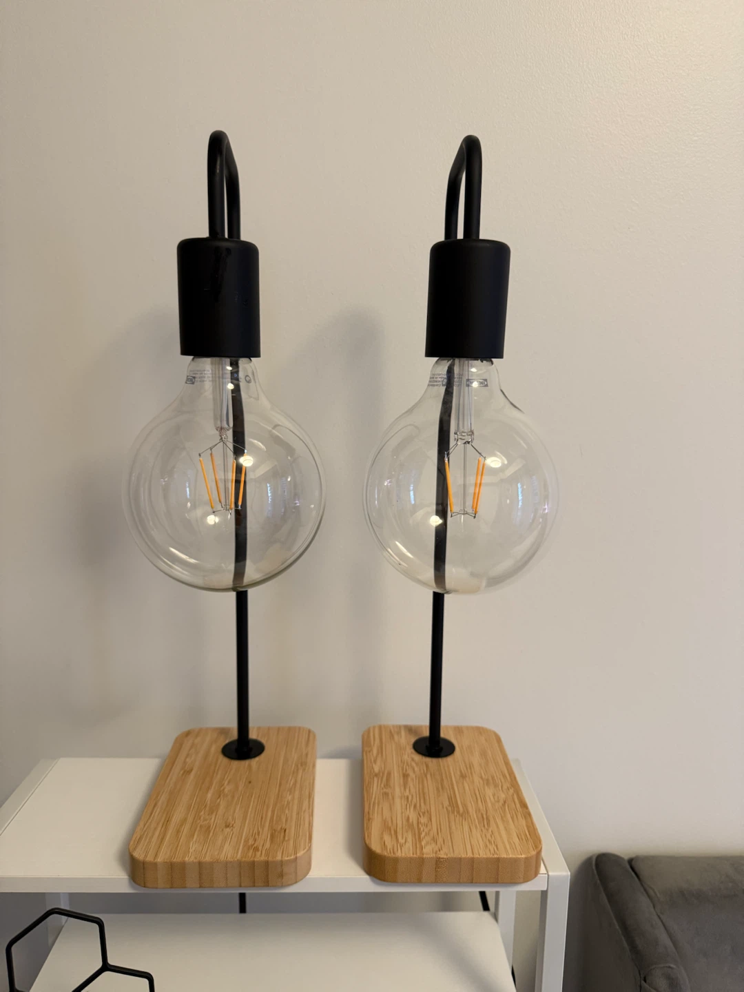 Set of 2 Modern Desk Lamps with Edison Bulbs