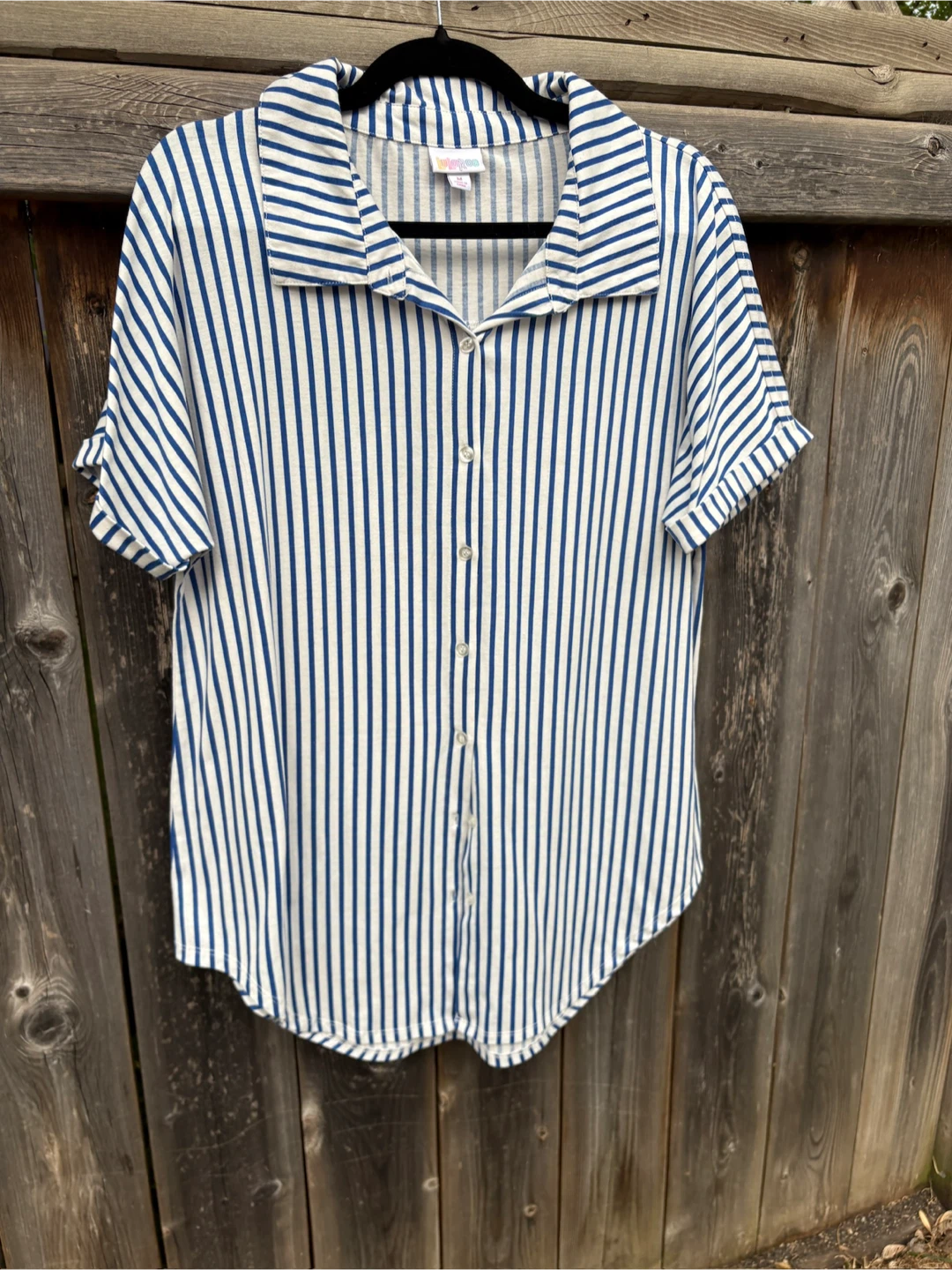 LuLaRoe Striped Button-Up Shirt - photo 2