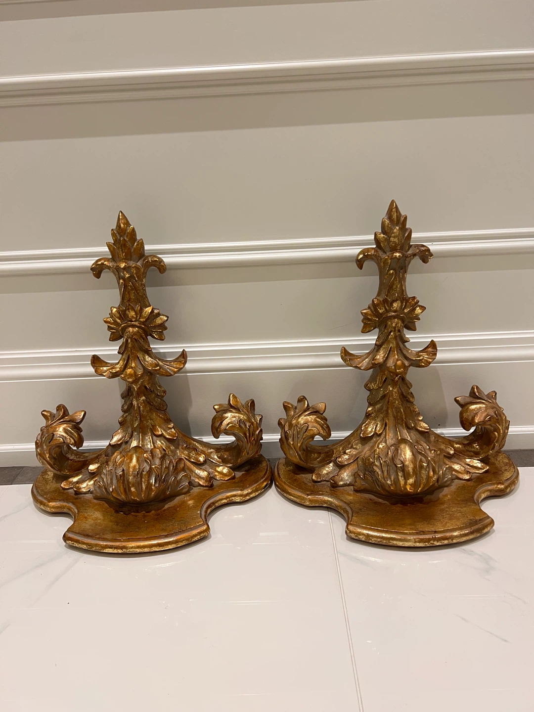 Ornate Gold Decorative Wall Sconces (Pair)