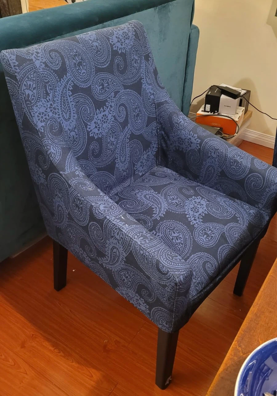 4 Armchair with Blue Paisley Fabric