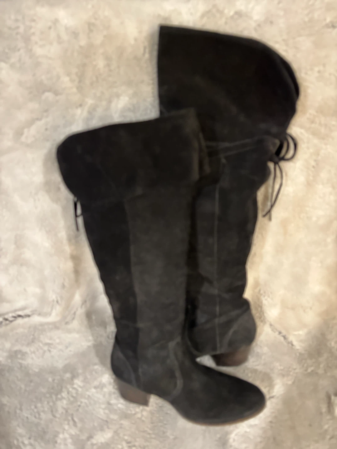 FRYE Black Suede Over-the-Knee Boots