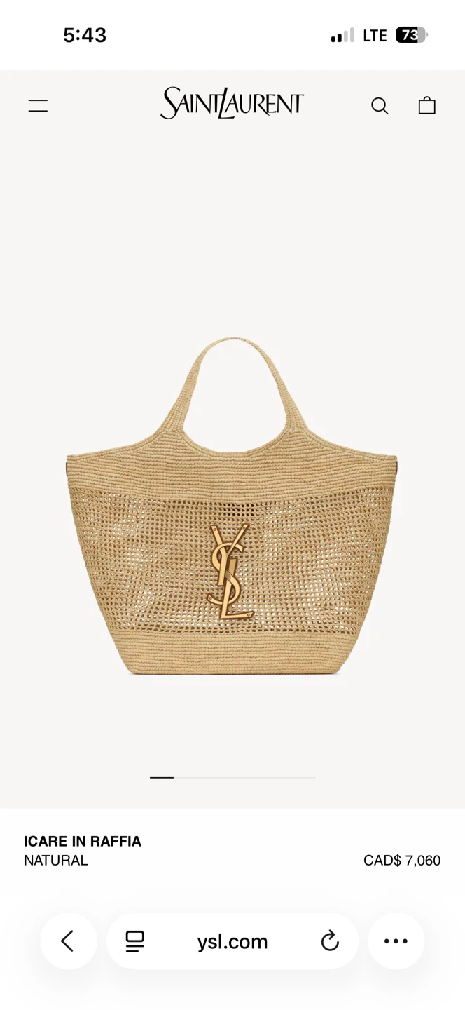 Saint Laurent Icare Raffia Tote Bag